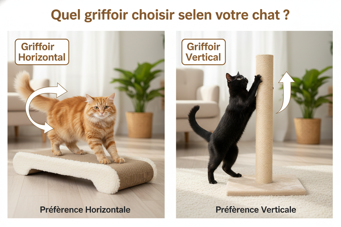 Comparaison griffoirs horizontaux et verticaux - choix selon préférences chat